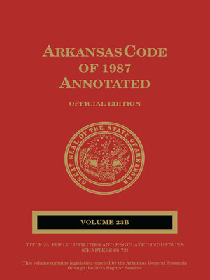 cover image of Arkansas Code of 1987 Annotated